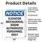 Signmission Elevator Mechanical Room Authorized OSHA Notice Sign, Plastic, 10in W x 14in L, 2PK OS-2PACK-NS-P-1014-V-11734 - alternate 4